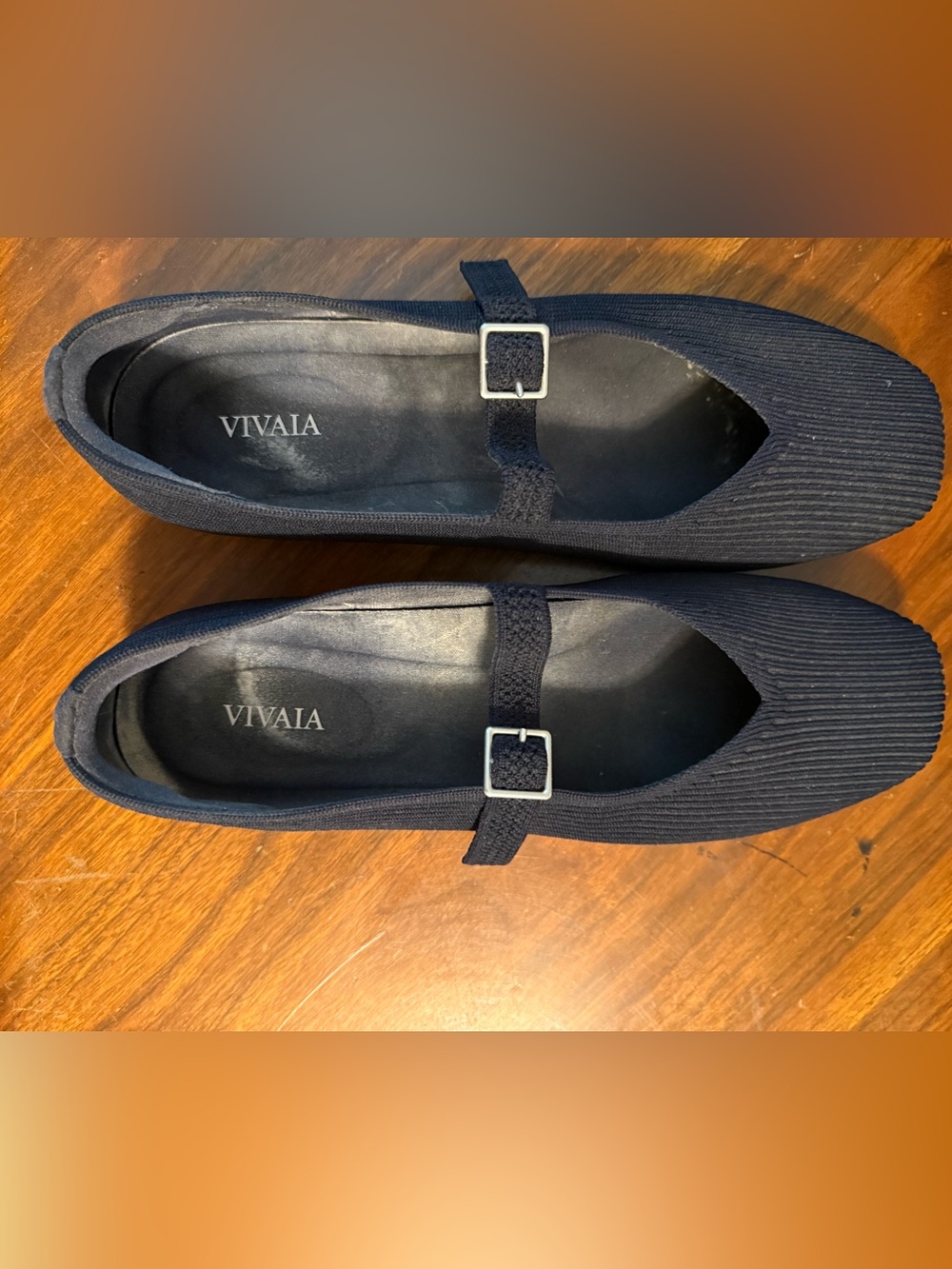 Navy Vivaia Mary Jane Knit Flats